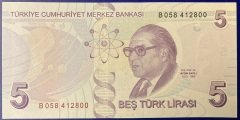 9.Emisyon 2.Tertip 5 Lira B058 412800 Çil