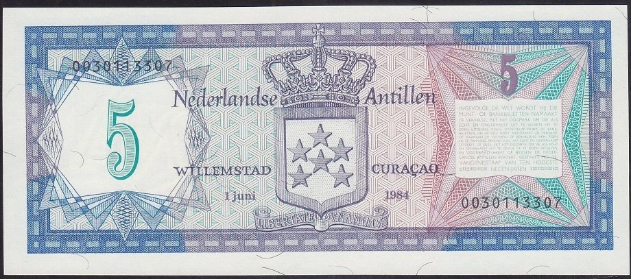 HOLLANDA ANTİLLLERİ 5 GULDEN 1984 ÇİL eski para alan yerler