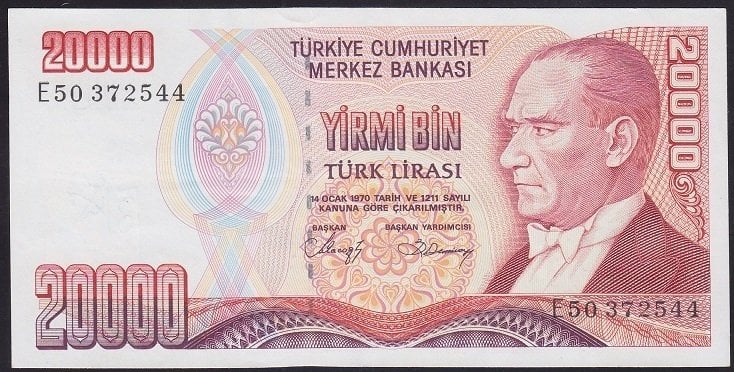 7.EMİSYON 1.TERTİP 20000 LİRA E50 372544 ÇÇT