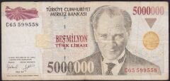 7.Emisyon 5 000 000 Lira C65 599598 Çok Temiz