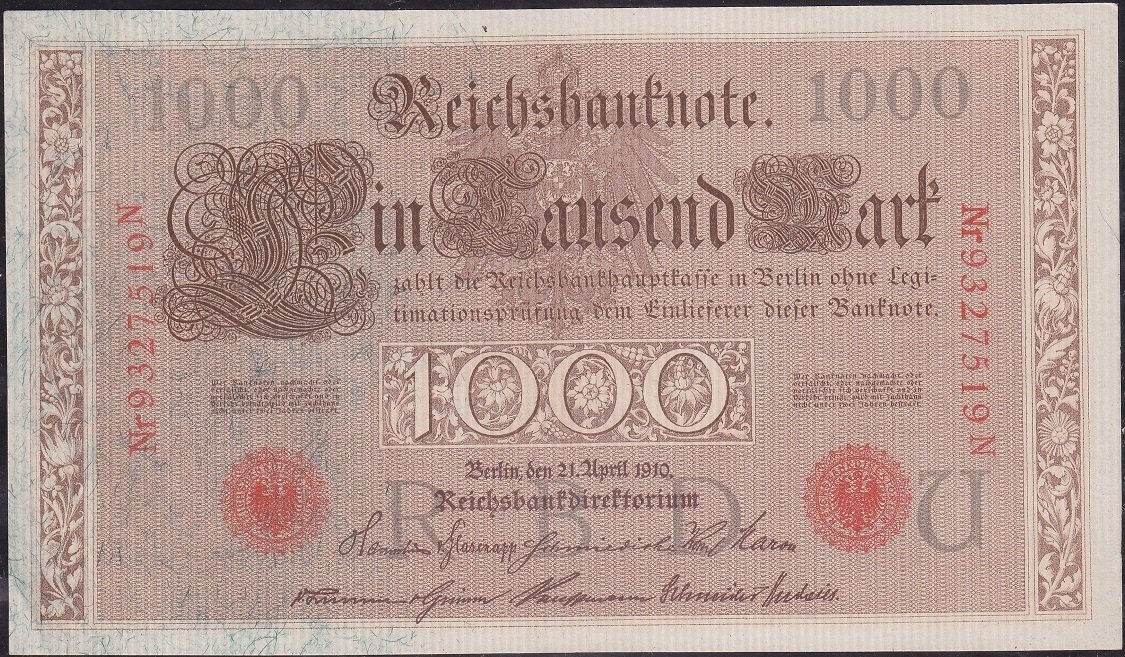 Almanya 1000 Mark 1910 Çilaltı Çil