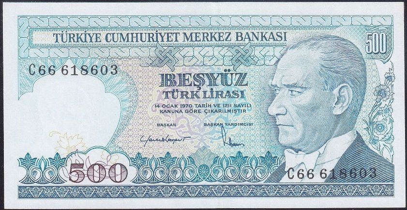 7.Emisyon 2.Tertip 500 Lira C66 618603 Çilaltı Çil