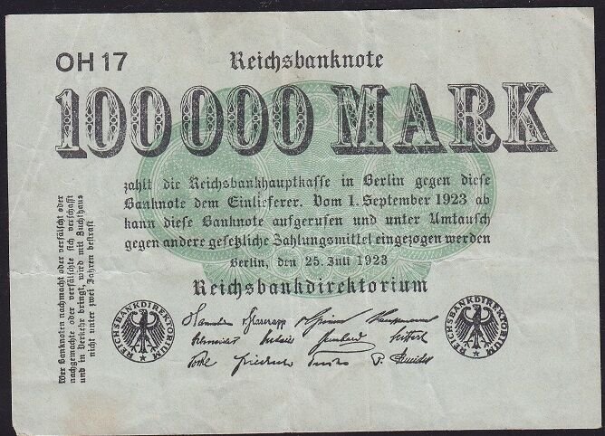 Almanya 100.000 Mark 1923 Çok Temiz+