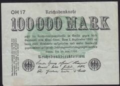 Almanya 100.000 Mark 1923 Çok Temiz+