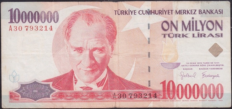 7.Emisyon 10 000 000 Lira A30 793214 Çok Temiz