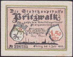 ALMANYA 1.50  MARK NOTGELD 1922 ÇİLALTI ÇİL
