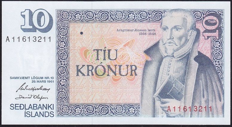 İzlanda 10 Kronur 1961 Çil Pick 48a ( 11613211 )