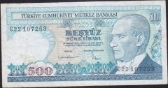 7.Emisyon 2.Tertip 500 Lira C22 107253 Çok Temiz