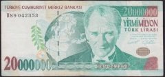 7.EMİSYON 20 000 000 LİRA B89 042353 ÇOK TEMİZ