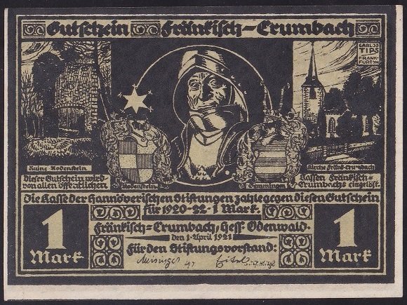 ALMANYA 1 MARK NOTGELD 1922 ÇİLALTI ÇİL