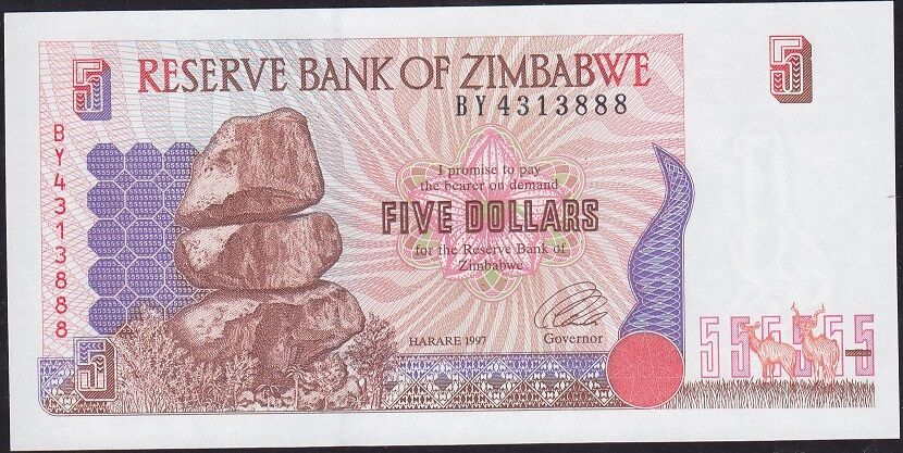 Zimbabwe 5 Dolar 1997 Çil Pick 5b ( 888 )