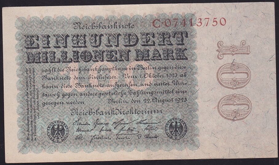 Almanya 100.000.000 Mark 1923 Çok Temiz+