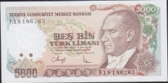 7.Emisyon 3.Tertip 5000 Lira F18 186263 Çil