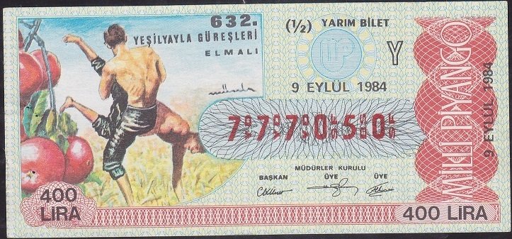 1984 9 Eylül Yarım Bilet - Y Serisi