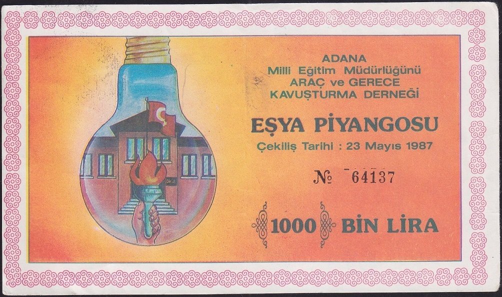 Adana MEB Eşya Piyangosu 1987