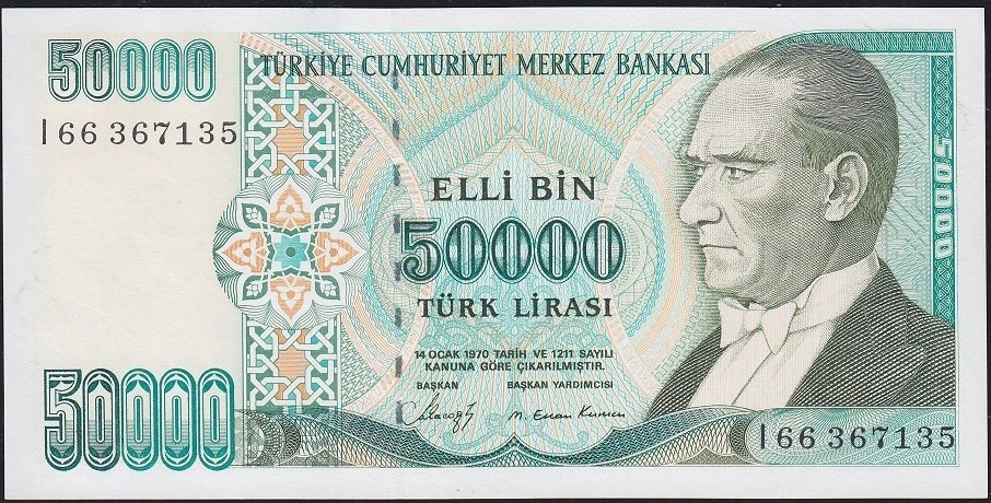 7.Emisyon 1.Tertip 50000 Lira I66 367135 Çilaltı Çil