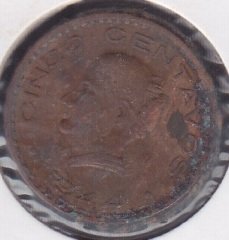 MEKSİKA 5 CENTAVOS 1944 eski para