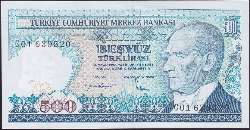 7.Emisyon 2.Tertip 500 Lira C01 639520 Çilaltı