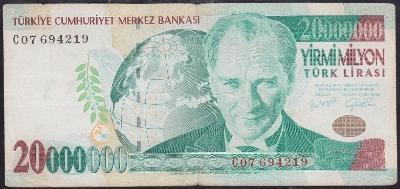 7.EMİSYON 20 000 000 LİRA C07 694219 TEMİZ