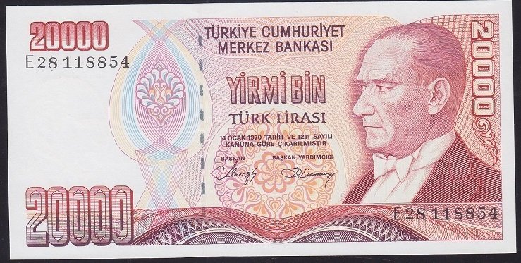 7.EMİSYON 1.TERTİP 20000 LİRA E28 118854 ÇİL