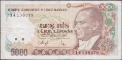 7.Emisyon 3.Tertip 5000 Lira F14 158379 Çok Temiz
