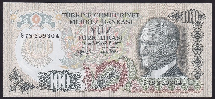 6.EMİSYON 2.TERTİP 100 LİRA G78 359304 ÇÇT +