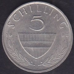 AVUSTURYA 5 SİLİNG 1983 eski para değerleri