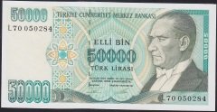 7.EMİSYON 2.TERTİP 50000 LİRA L70 050284 ÇİL