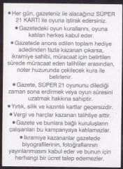 Süper 21 Kazı Kazan Kartı Karo 6