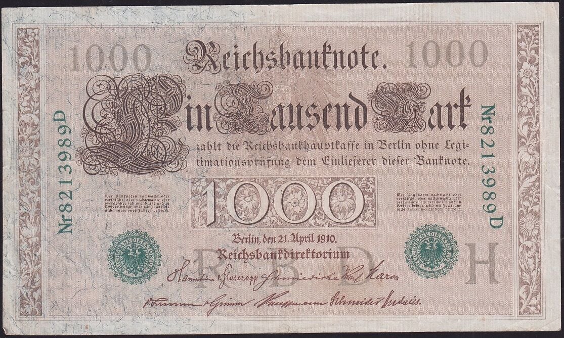 Almanya 1000 Mark 1910 Çok Temiz+