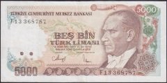 7.Emisyon 3.Tertip 5000 Lira F13 368787 Çok Temiz +