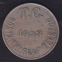 GENEL TELEFON JETONU 1953 - POSTA TELGRAF TELEFON