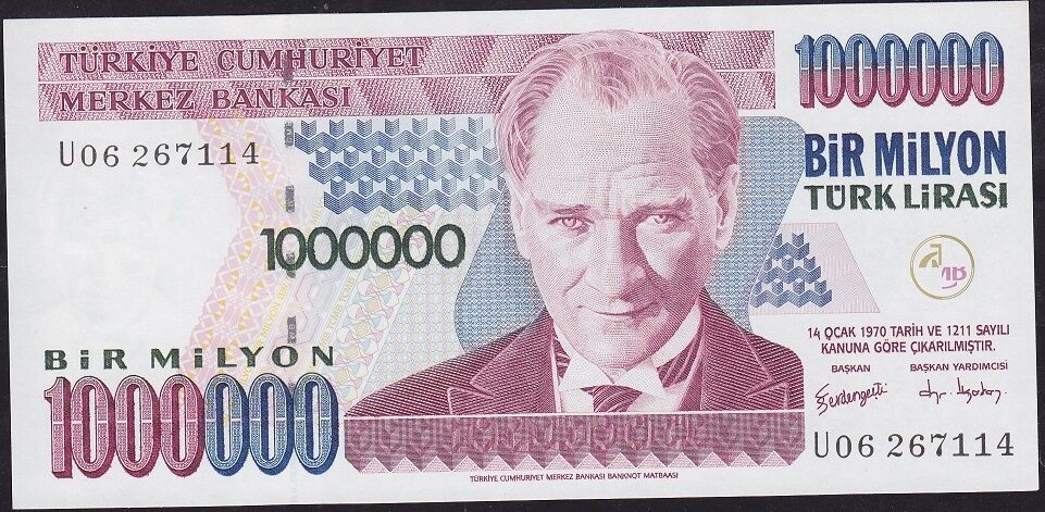 7.Emisyon 3.Tertip 1 000 000 Lira U06 267114 Çilaltı Çil