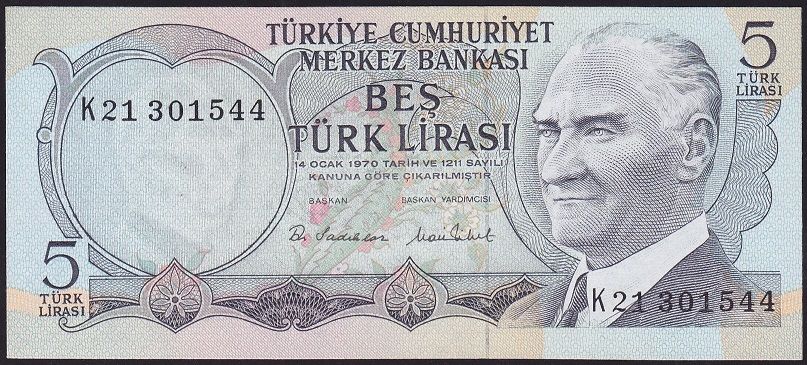 6.Emisyon 2.Tertip 5 Lira K21 301544 Çilaltı