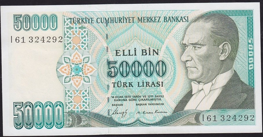 7.Emisyon 1.Tertip 50000 Lira I61 324292 Çilaltı