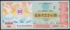 1992 31 Aralık Yarım Bilet - Z Serisi