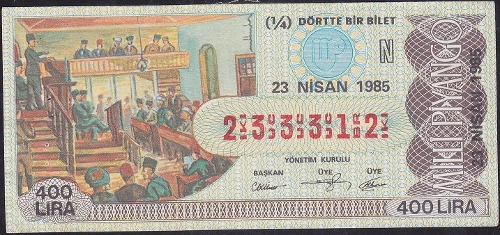 1985 23 Nisan Çeyrek Bilet - N Serisi