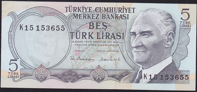 6.Emisyon 2.Tertip 5 Lira K15 153655 Çil