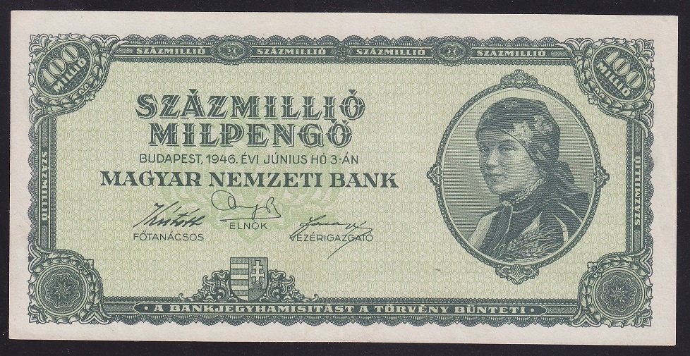 MACARİSTAN 100000000 MİLPENGO 1946 ÇİLALTI