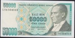 7.EMİSYON 2.TERTİP 50000 LİRA L74 554515 ÇİLALTI ÇİL