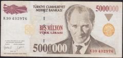 7.Emisyon 5 000 000 Lira K30 432976 Çok Temiz