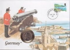Guernsey 5 Pence 1987 İlk Gün Zarfında Damgalı Pullu