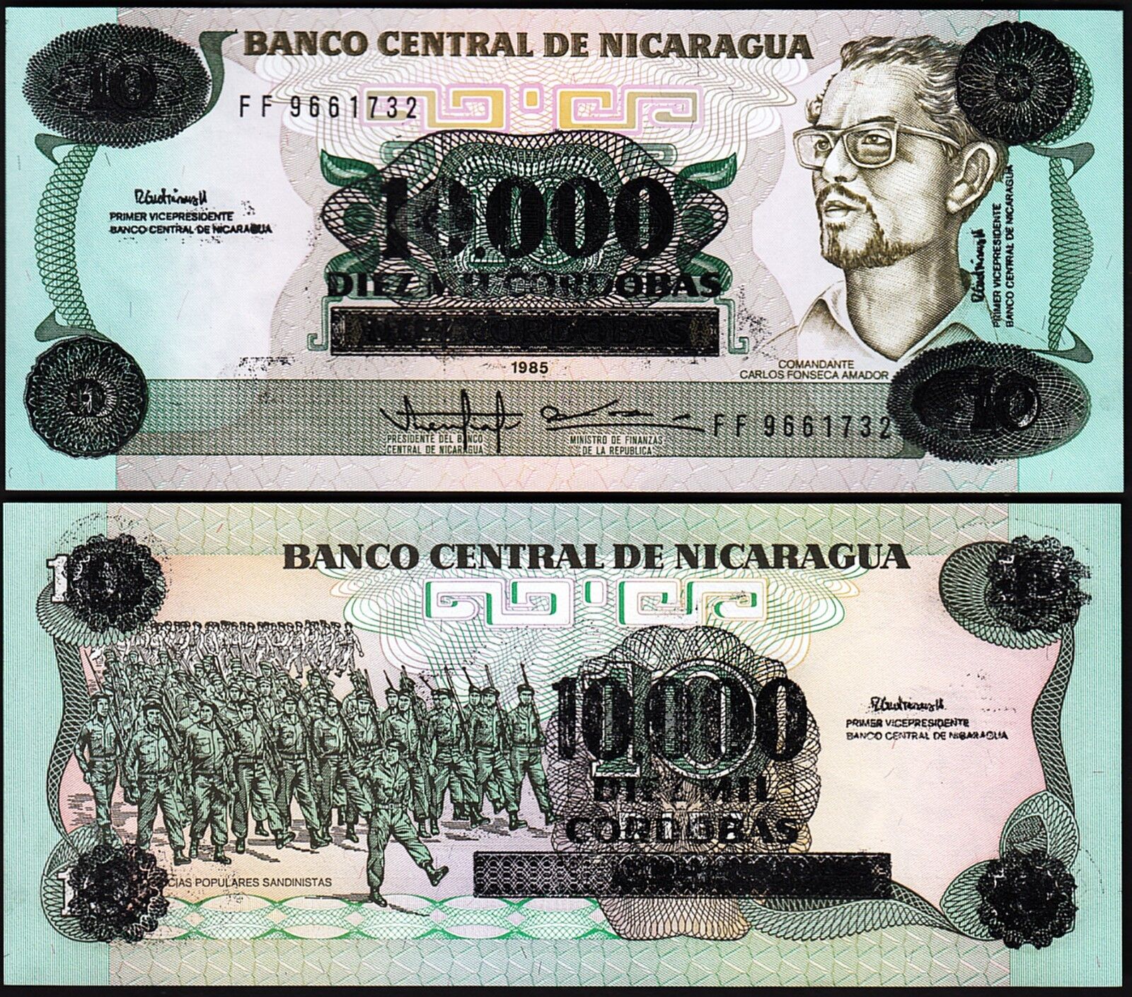 Nikaragua 10000 Kordoba 1989 Çil Pick 159 Sürsajlı