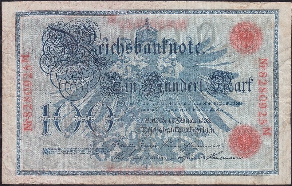 Almanya 100 Mark 1908 Çok Temiz