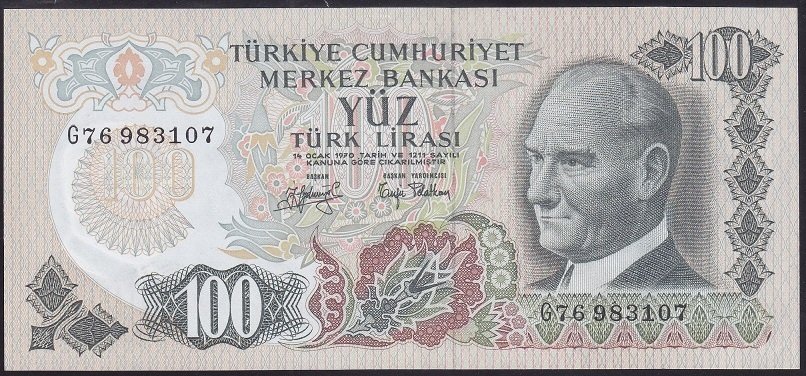 6.EMİSYON 2.TERTİP 100 LİRA G76 983107 ÇİLALTI