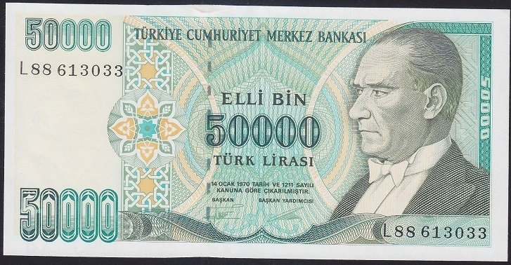 7.EMİSYON 2.TERTİP 50000 LİRA L88 613033 ÇİLALTI ÇİL