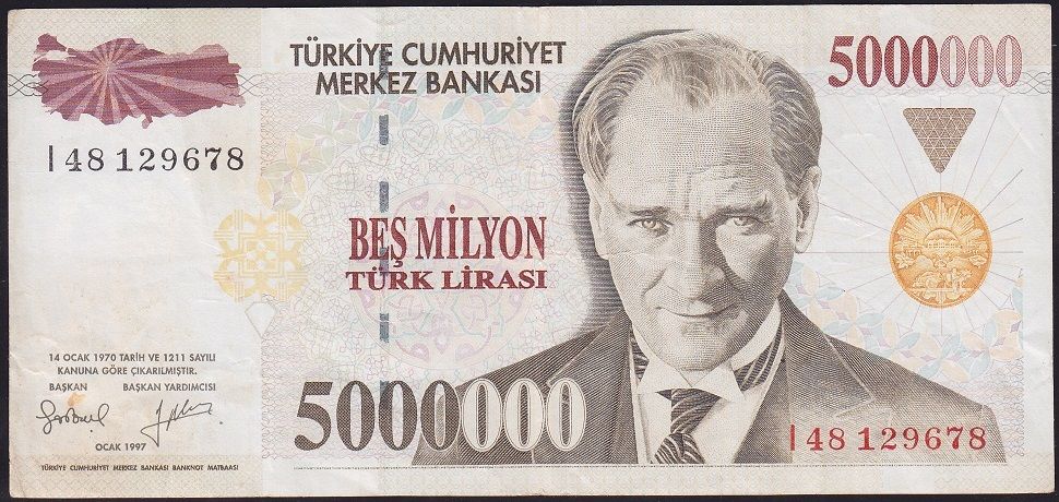 7.Emisyon 5 000 000 Lira I48 129678 Çok Temiz+