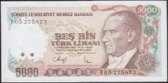 7.Emisyon 3.Tertip 5000 Lira F05 275873 Çok Temiz +