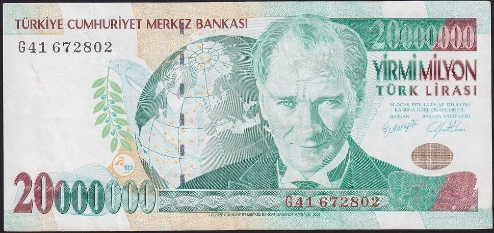 7.Emisyon 20 000 000 Lira G41 672802 Çok Temiz+