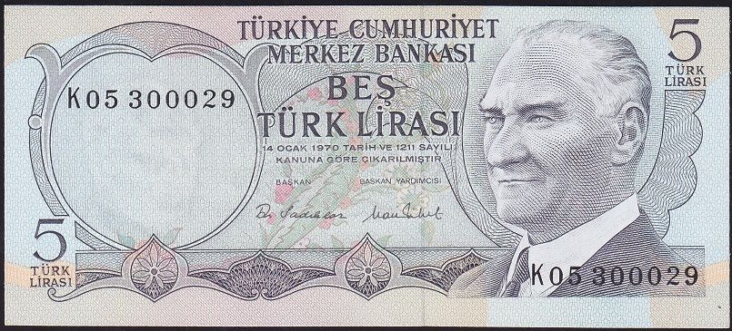6.Emisyon 2.Tertip 5 Lira K05 300029 Çilaltı